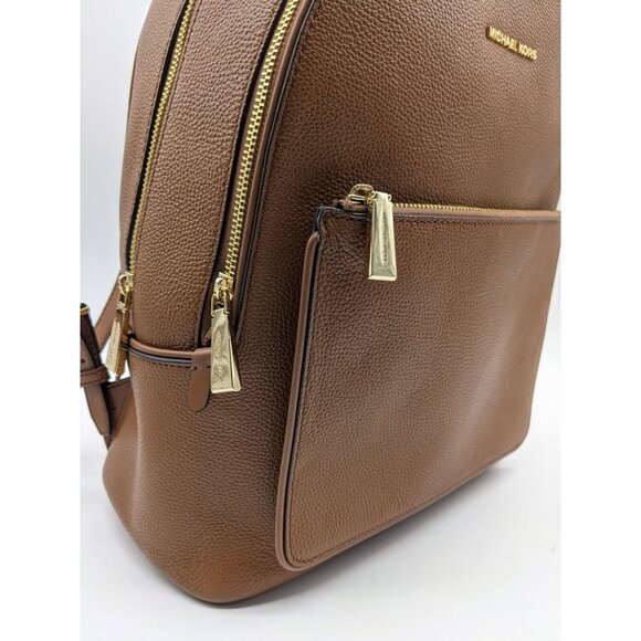 MICHAEL KORS Adina pebbled leather women's large backpack -LUGGAGE/ BROWN - Picture 3 of 9